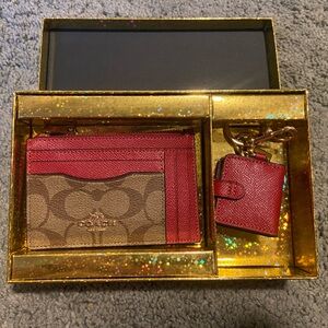 Coach wallet keychain gift set